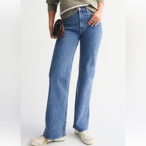 Abercrombie 90’s High Rise Relaxed Jeans, Medium Marble, Size 25 short